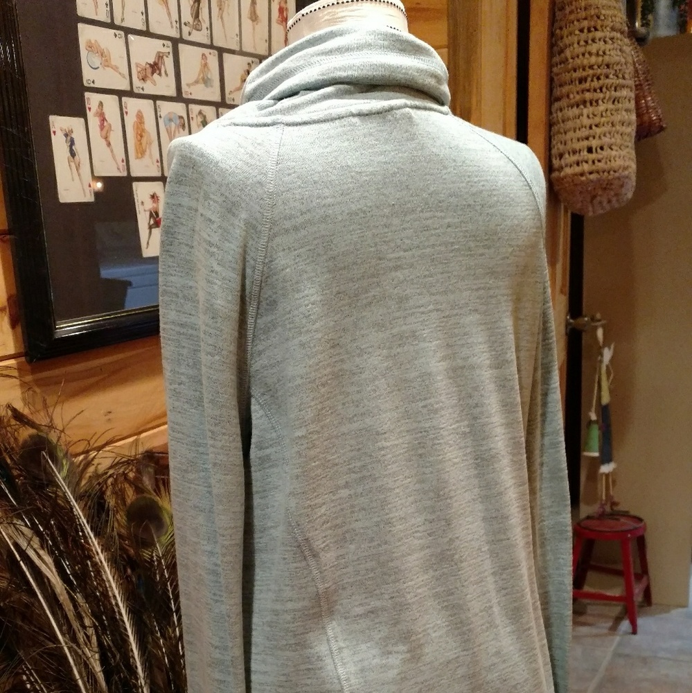 Light Blue Heatherd Gray Pullover Jacket - image 3